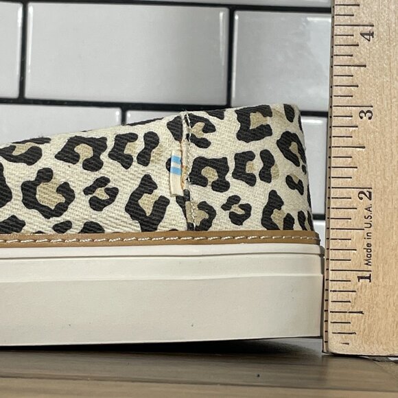 Toms Parker Womens Size 10 Shoes Egret Snow Leopard Twill Casual Comfort Slip On - Picture 10 of 13